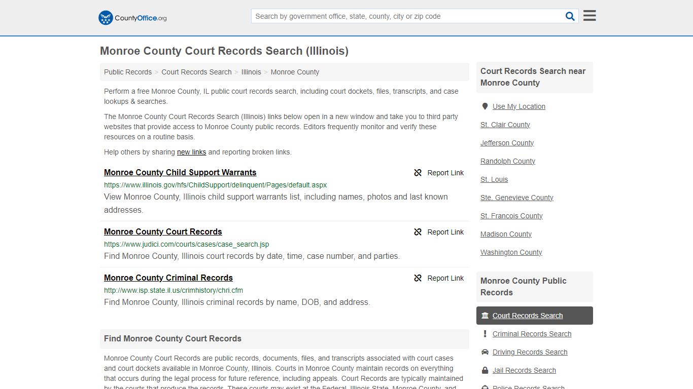 Monroe County Court Records Search (Illinois) - County Office